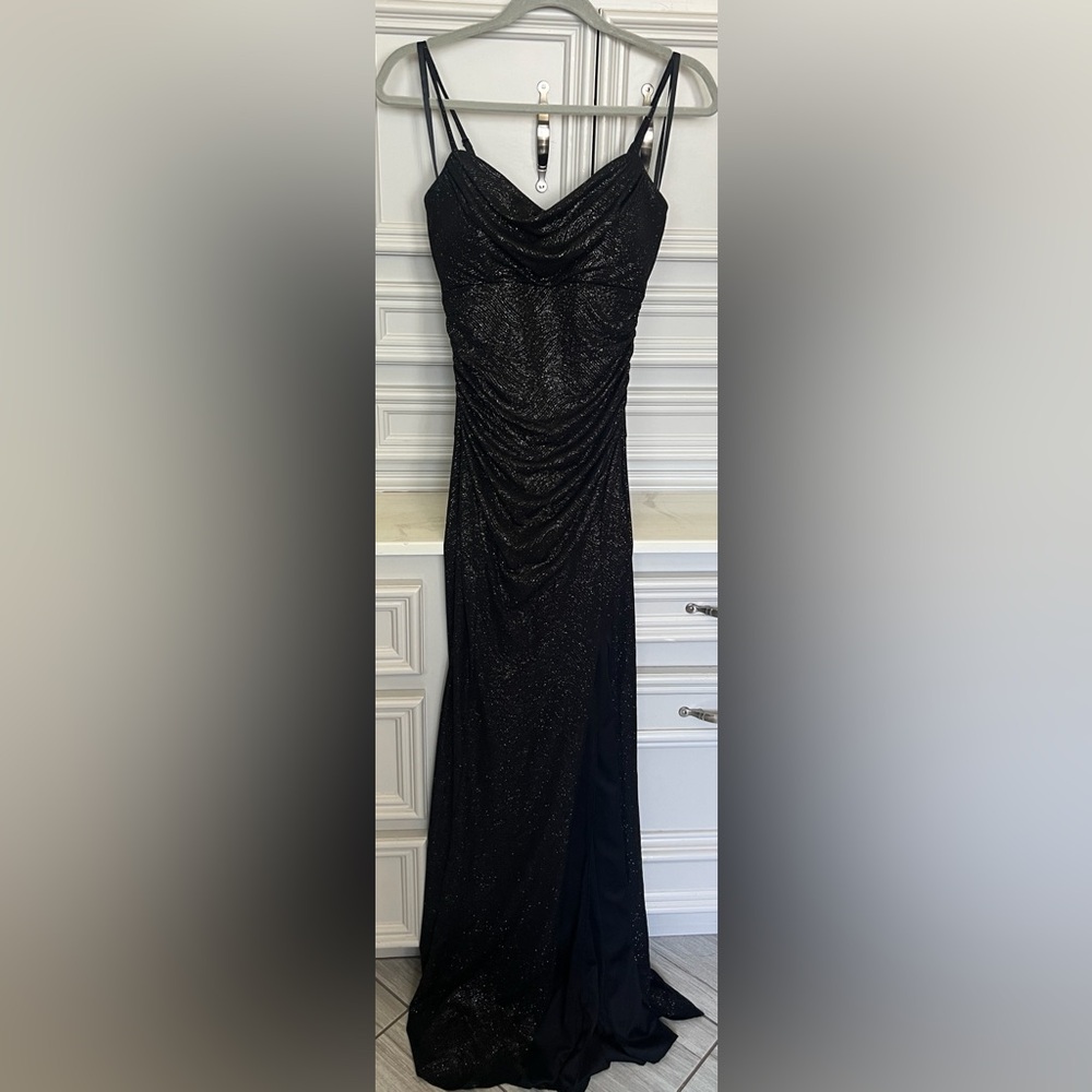 Windsor Black Glitter Prom Dress